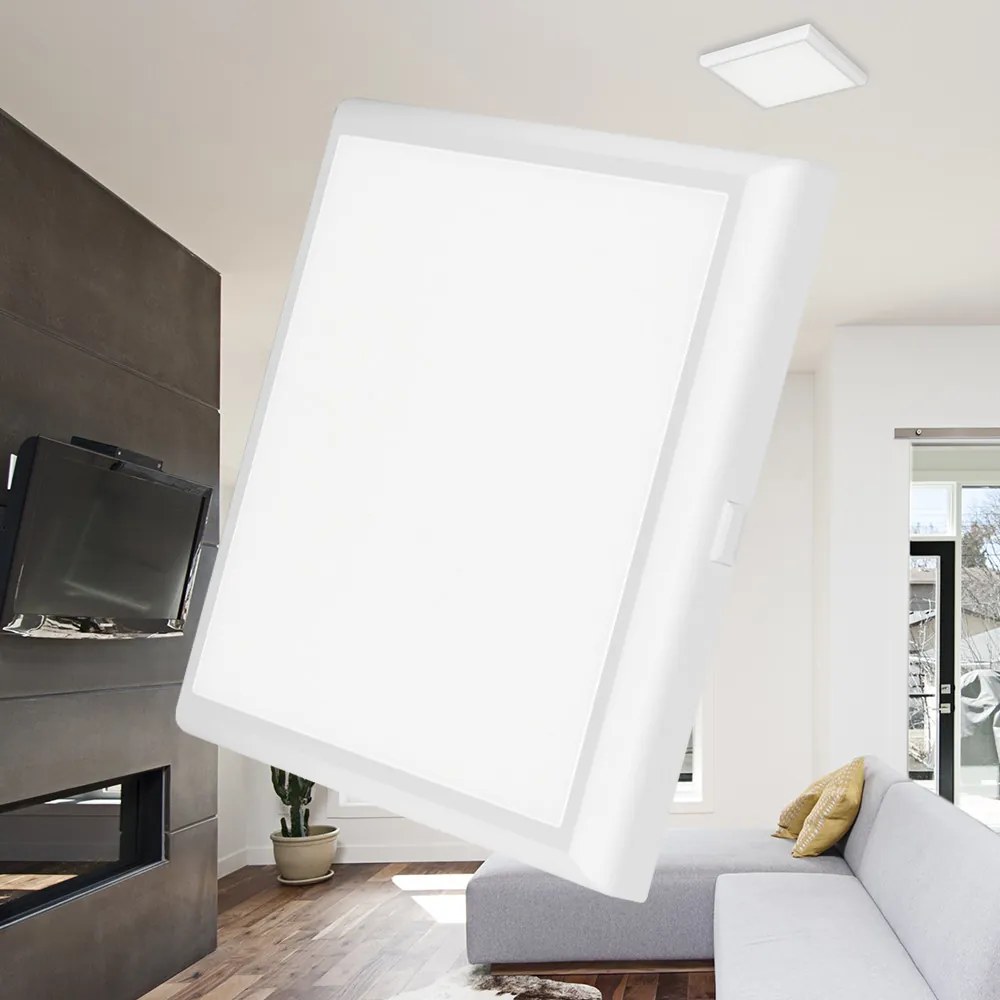 Plafoniera LED BP04-72080, patrata, 20W, 2000lm, lumina calda+neutra+rece, IP20, alba, Braytron