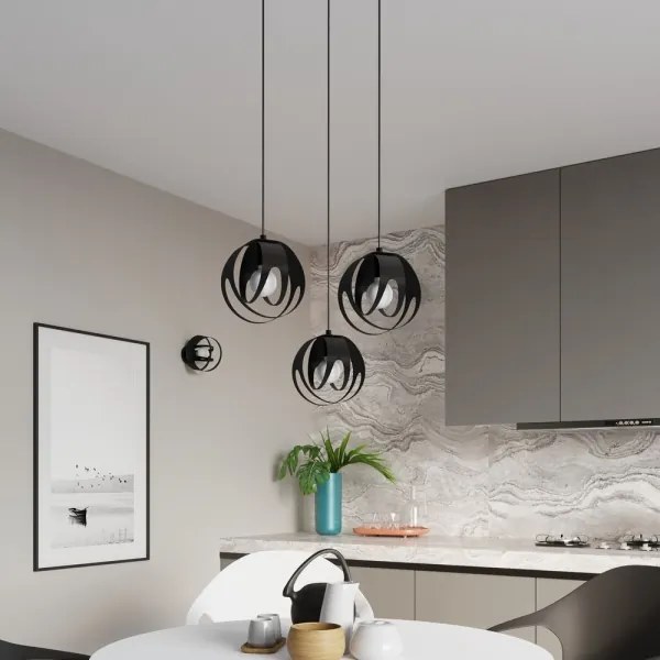 Lustră pe cablu TULOS 3xE27/60W/230V neagră Sollux SL.1088