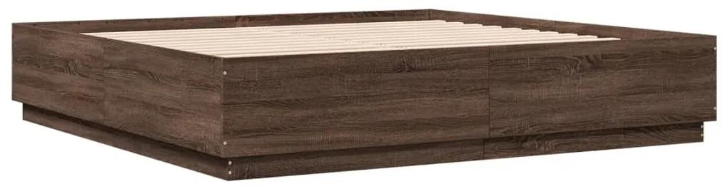 3209680 vidaXL Cadru de pat, stejar maro, 200x200 cm, lemn prelucrat