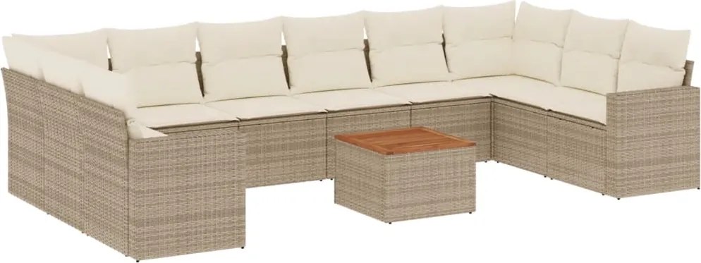 vidaXL Set canapele de grădină cu perne, 11 piese, bej, poliratan