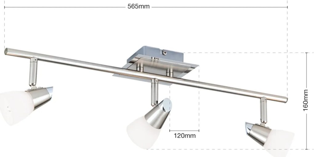Plafoniera cu 3 spoturi directionabile Max crom satin