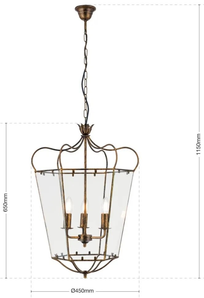 Lustra / Pendul design rustic Manto Latern HL 6-1532/3 Antik-gold OR