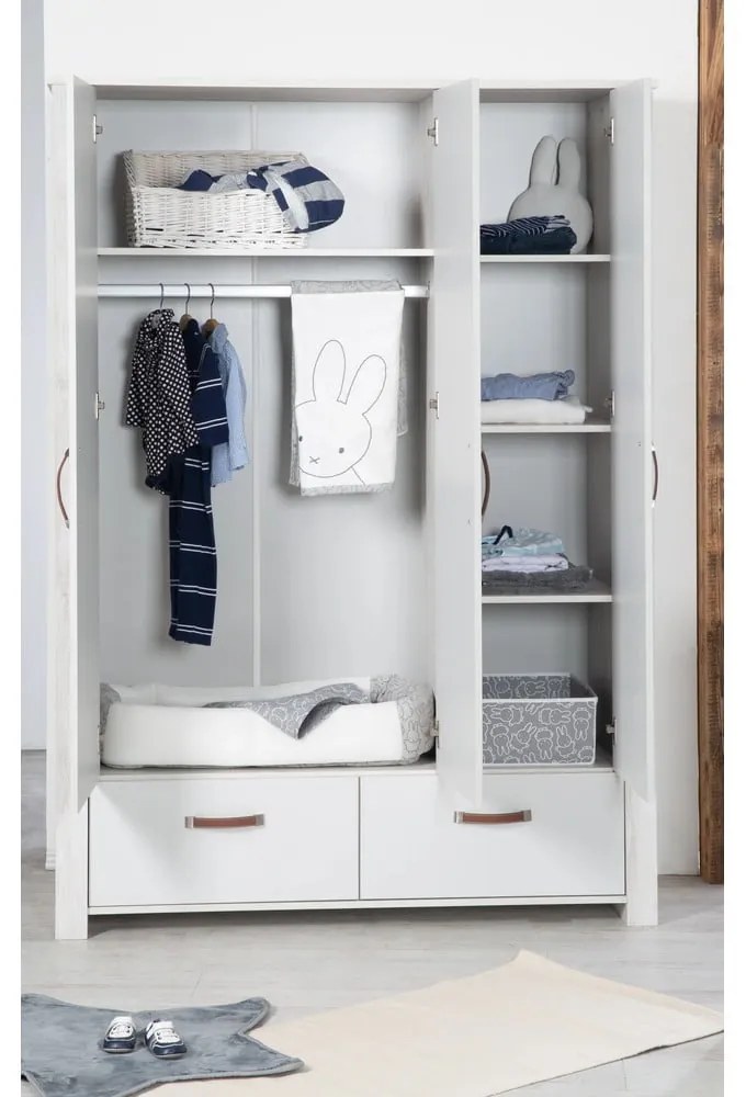 Șifonier pentru copii gri deschis 136x190 cm Mila – Roba