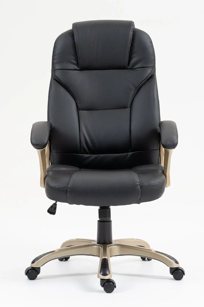 DESMOND Scaun directorial, recliner, pivotant, inaltime reglabila, rezistent 150 kg, piele PU, Negru