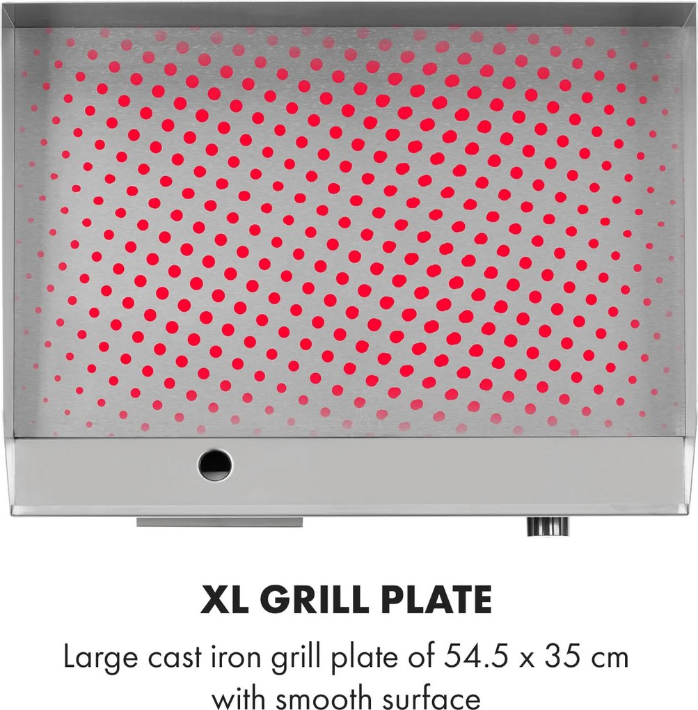 Klarstein Grillmeile 3000G, grătarul electric, 3000 W, placă de grill, 54,5 x 35 cm, netedă