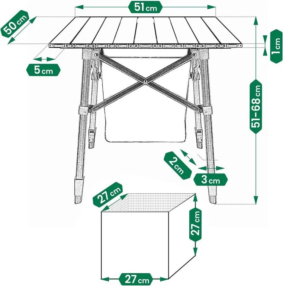 Masă pliabilă pentru drumeții cu geantă frigorifică