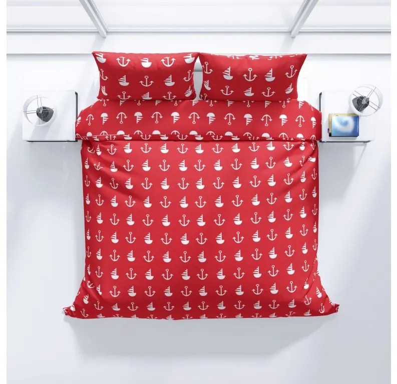 Lenjerie de pat din bumbac ANCORĂ rosu Dimensiune lenjerie de pat: 70 x 90 cm | 140 x 200 cm