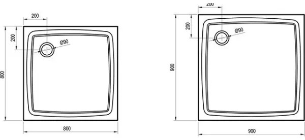 Ravak XA037711010 - Cădiță de duș pătrată PERSEUS 90x90 cm, albă