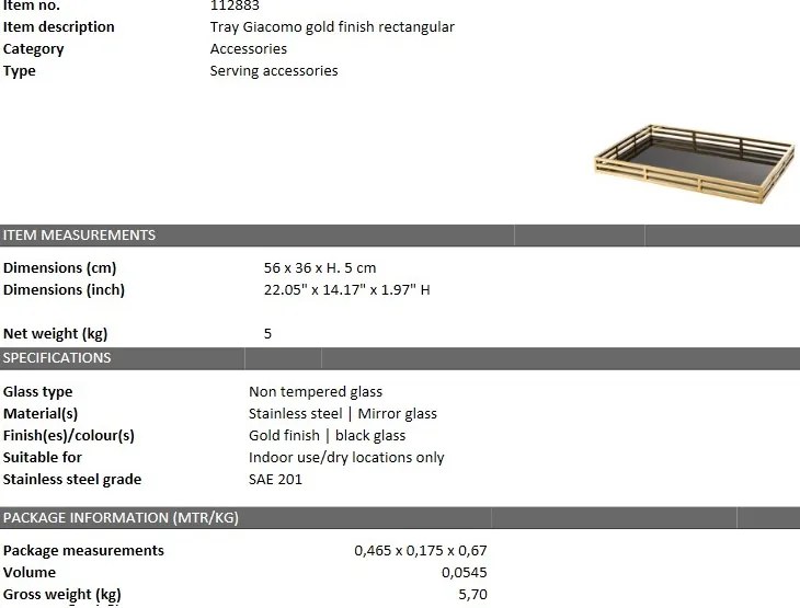 Tava design LUX Giacomo auriu 112883 HZ