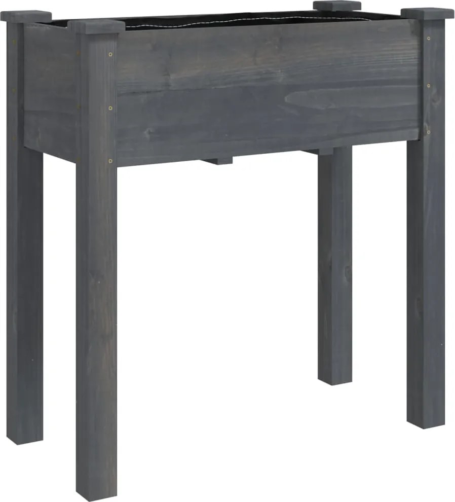 vidaXL Jardinieră cu căptușeală, gri, 71x37x76 cm, lemn masiv de brad