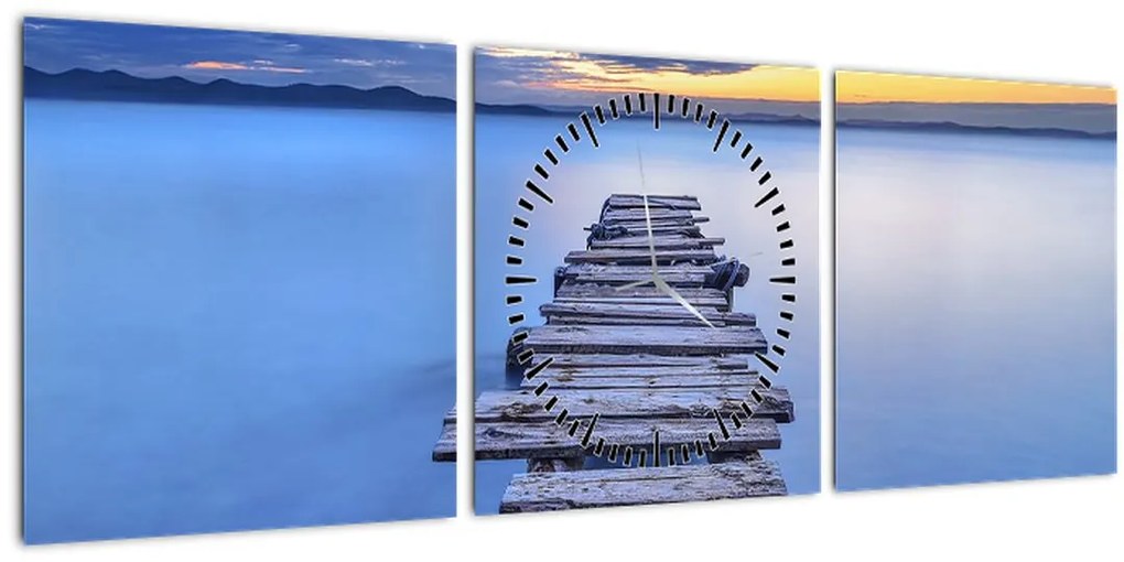 Tablou - Ponton, Zadar, Croația (cu ceas) (90x30 cm)