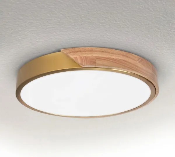 BRILAGI - Lampă LED dimabilă PILANA LED/48W/230V stejar/auriu Ø 40 cm + telecomandă