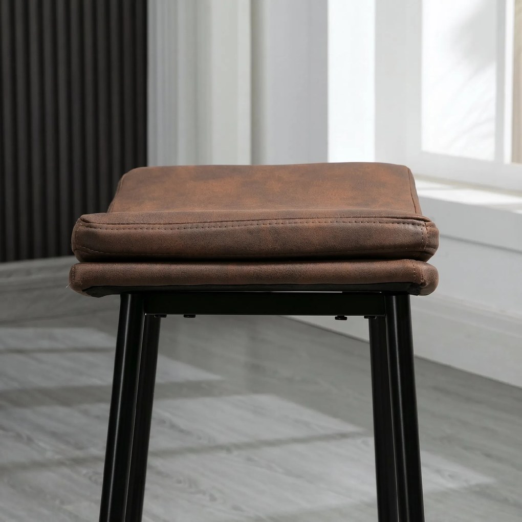 HOMCOM Set 2 Scaune de Bar în Stil Industrial, din Piele Ecologică, 48.5x38.5x68.5 cm, Negru și Maro | Aosom Romania