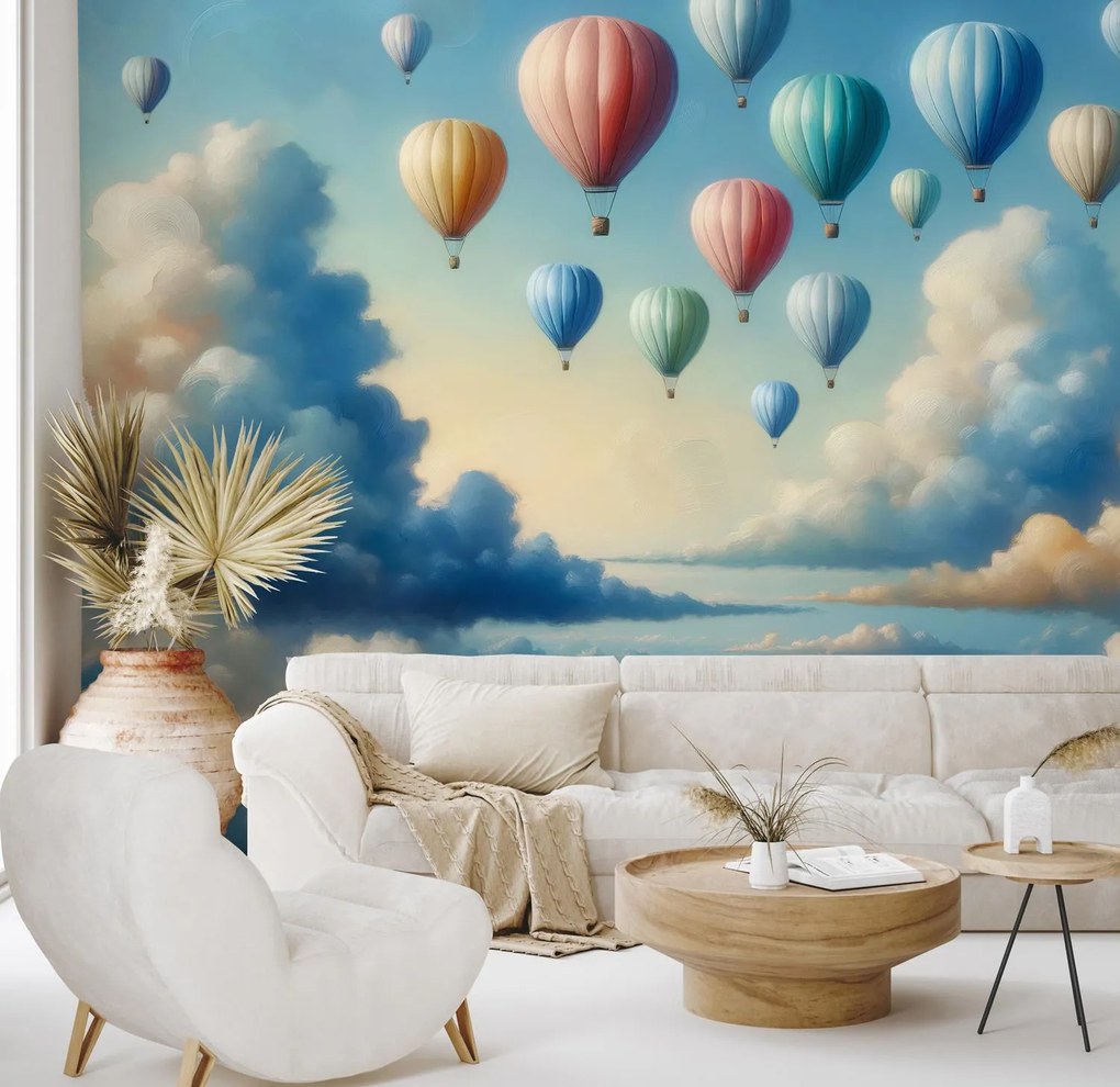 Fototapet - Balon în nori (147x102 cm)