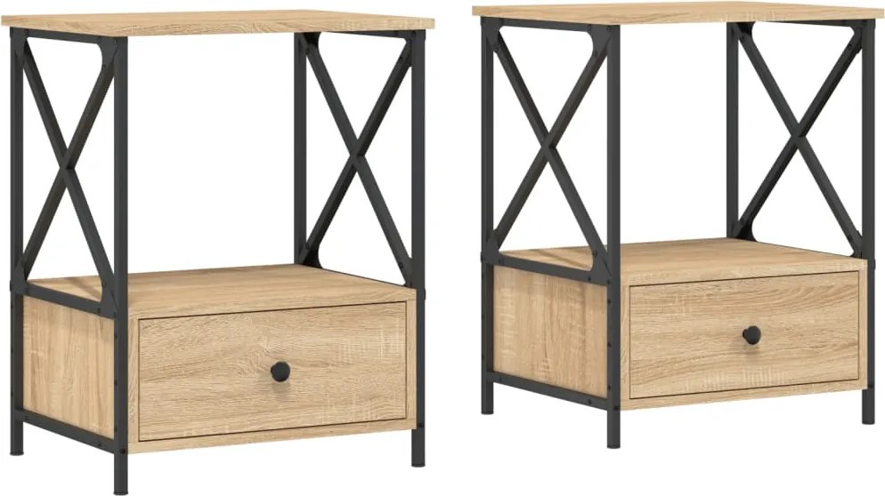 vidaXL Noptiere, 2 buc., stejar sonoma, 50x41x65 cm, lemn compozit