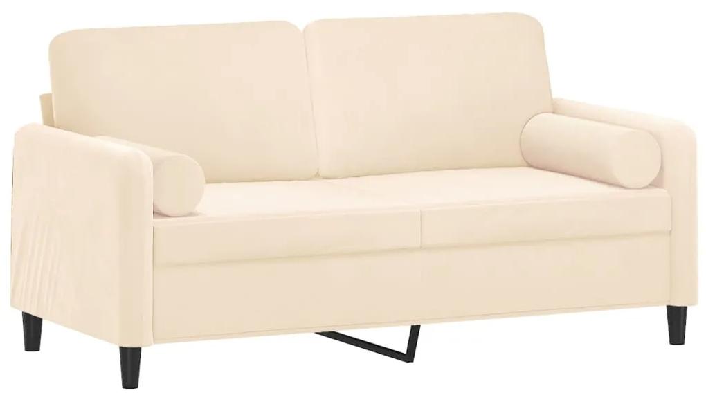 Canapea cu 2 locuri cu pernepernute, crem, 140 cm, catifea Crem, 158 x 77 x 80 cm