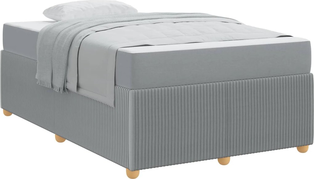 vidaXL Cadru de pat cu saltea Gri deschis 120 x 190 cm țesătură