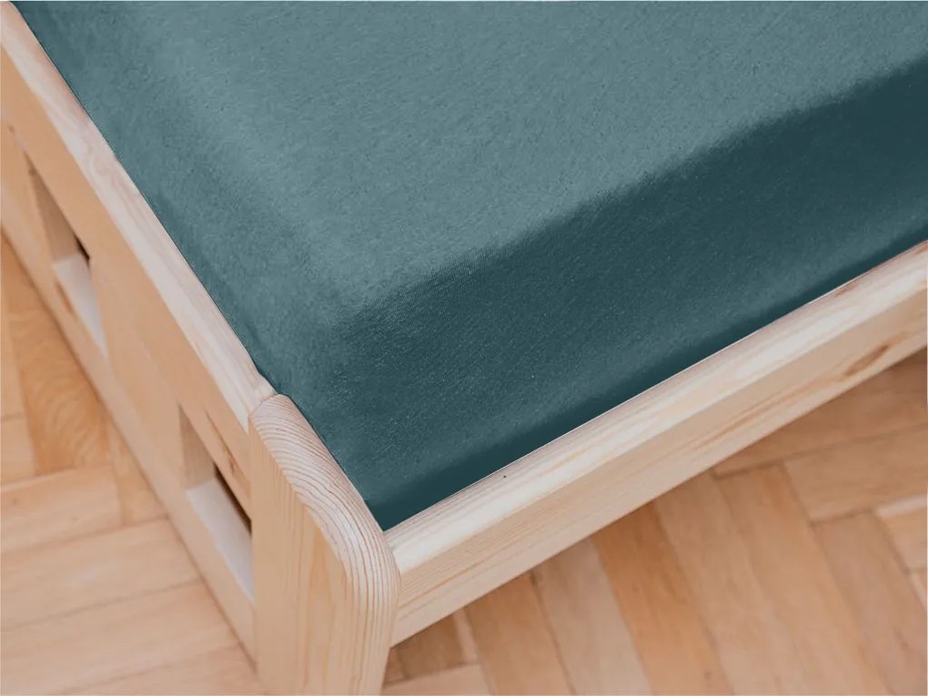 Cearceaf jersey pentru patut copii verde inchis 70 x 140 cm