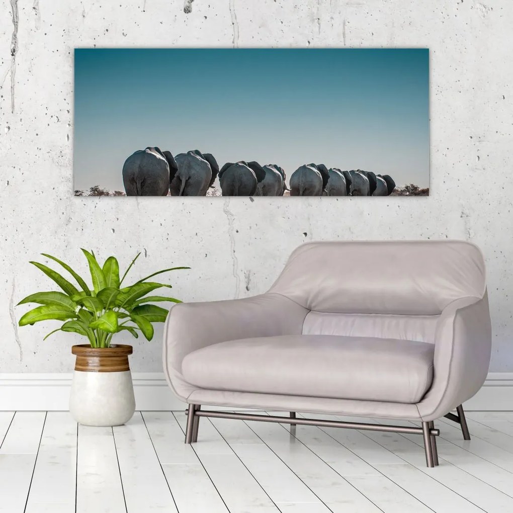 Tablou - Plecarea elefanților (120x50 cm)