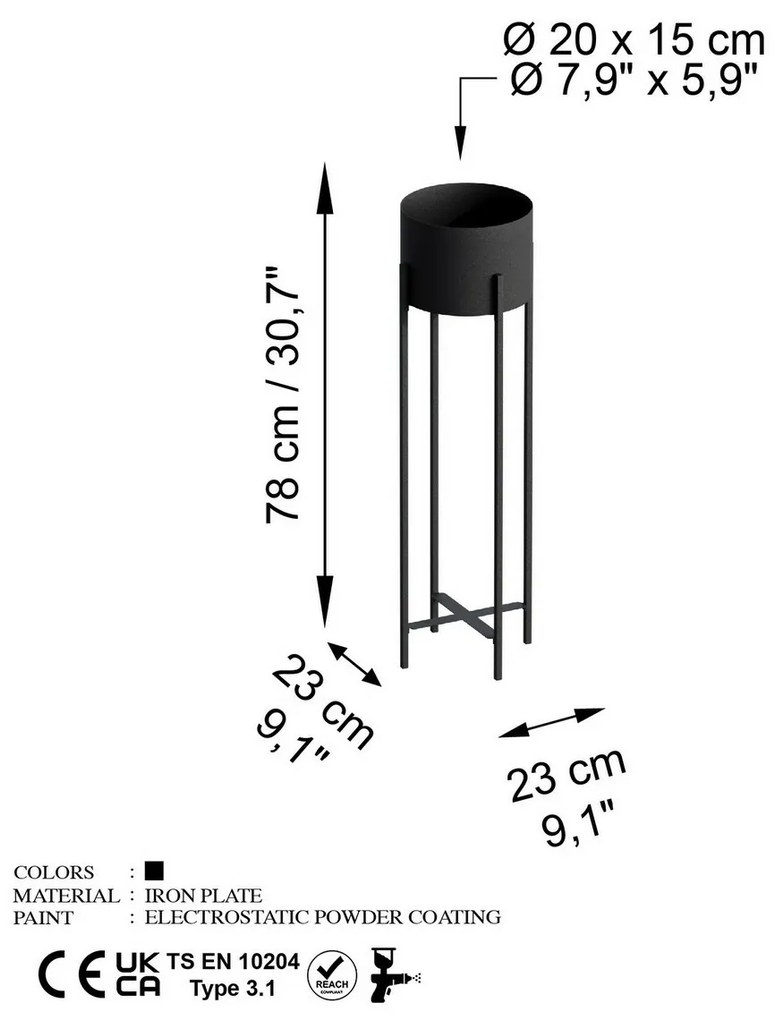 Suport metalic pentru flori GED-025 Loft negru