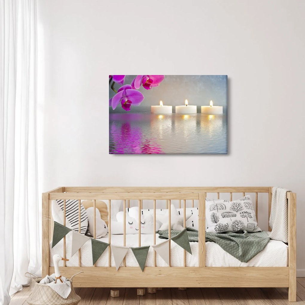 Tablou cu lumânări pe apă (90x60 cm)