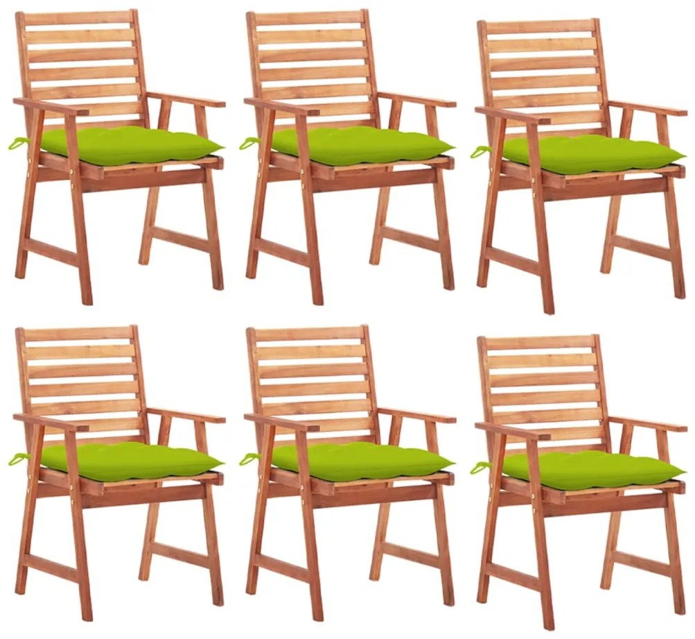 vidaXL Scaune de exterior cu perne, 6 buc., lemn masiv de acacia