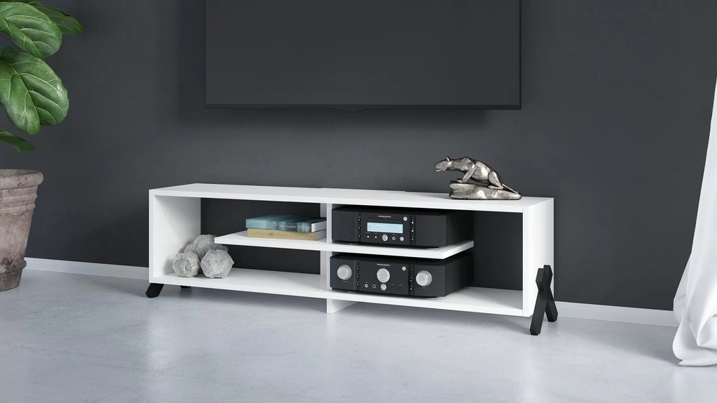 Set de mobilier VIK Alb Mat - DULAP Radio TV/ PENTRU PENTRU TV + MASĂ / BANCĂ + BIBLIOTECĂ | SET DE MOBILIER CAMERA DE ZI