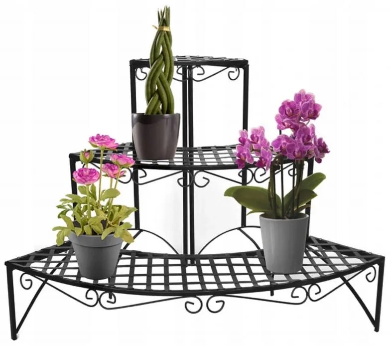 ShopJK SUPORT COLȚ PENTRU FLORI 3 POLIȚE - METAL PERG-N9550