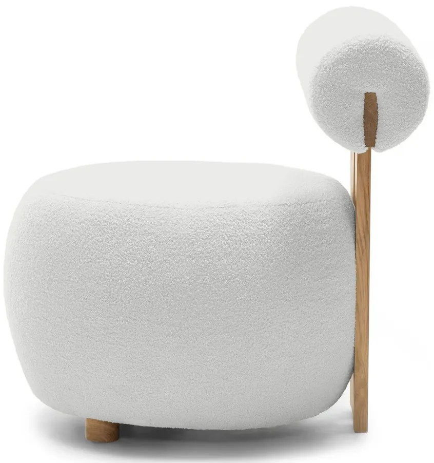 Fotoliu design alb HANNA, stejar