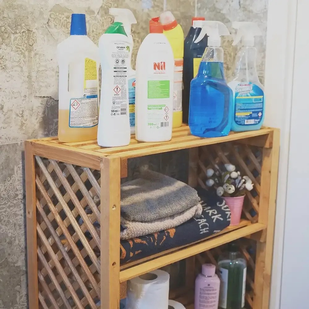 Raft organizator cu 4 politie pentru baie si bucatarie,decor 120 cm