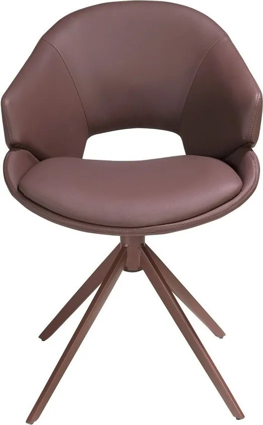 Scaun modern pivotant piele sintetica maro cupru