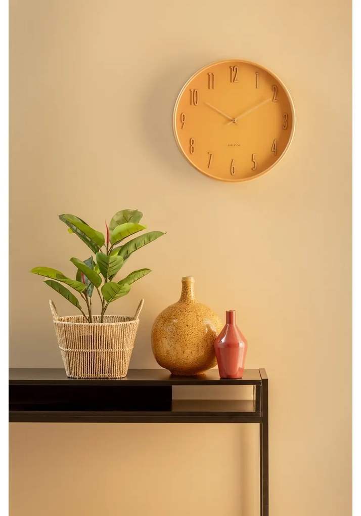 Karlsson 5996YE design ceas de perete galben, diametru 40 cm