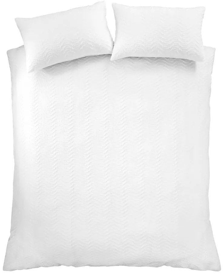 Lenjerie de pat albă din țesătură crep pentru pat de o persoană 135x200 cm Heatset Wave – Catherine Lansfield