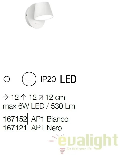 Aplica LED moderna GIM AP1 alba 167152