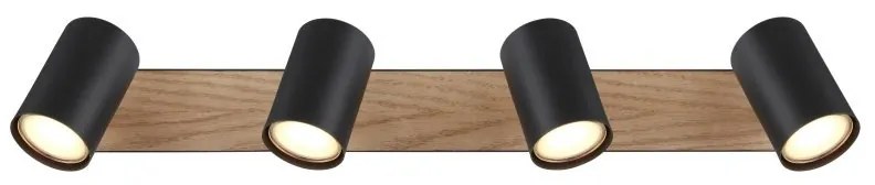 Plafoniera 4L design industrial Robby negru, maro