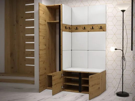 Mobilier hol Tovenaz X (Stejar artisan + Negru) (cu oglindă). 1104795