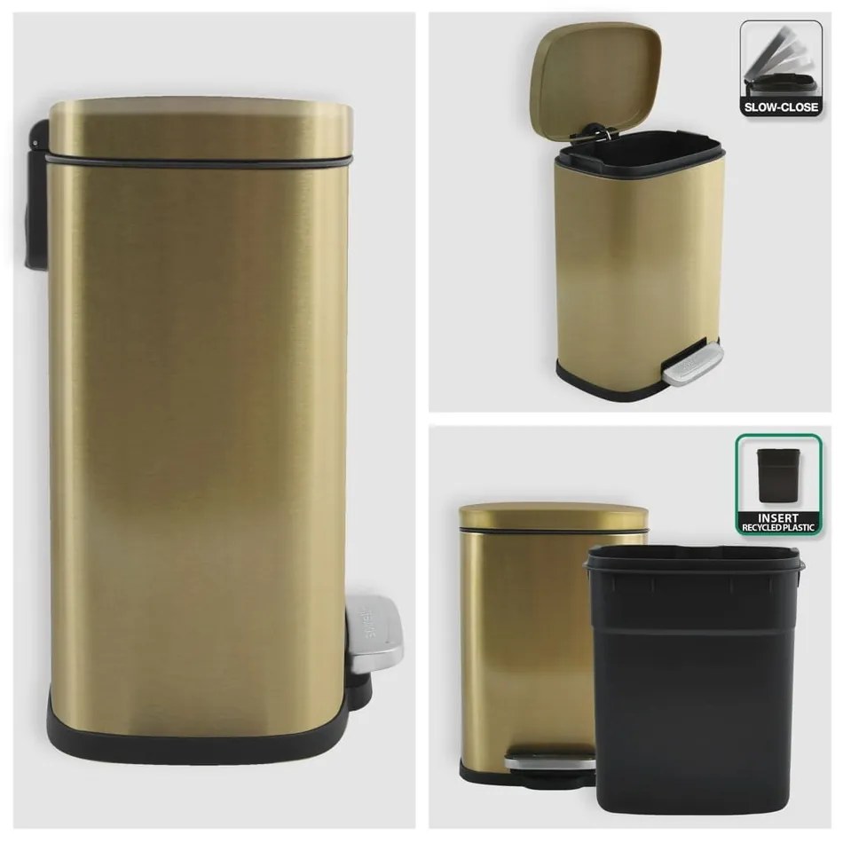 Coș de gunoi auriu mat cu pedală din oțel 5 l Akira – Spirella
