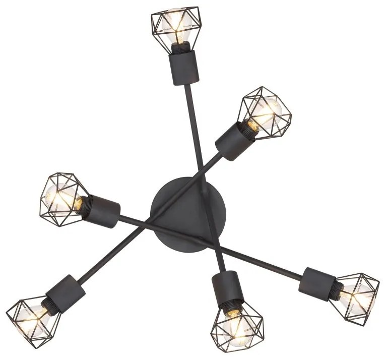 Plafoniera cu 6 spoturi design industrial XARA I negru