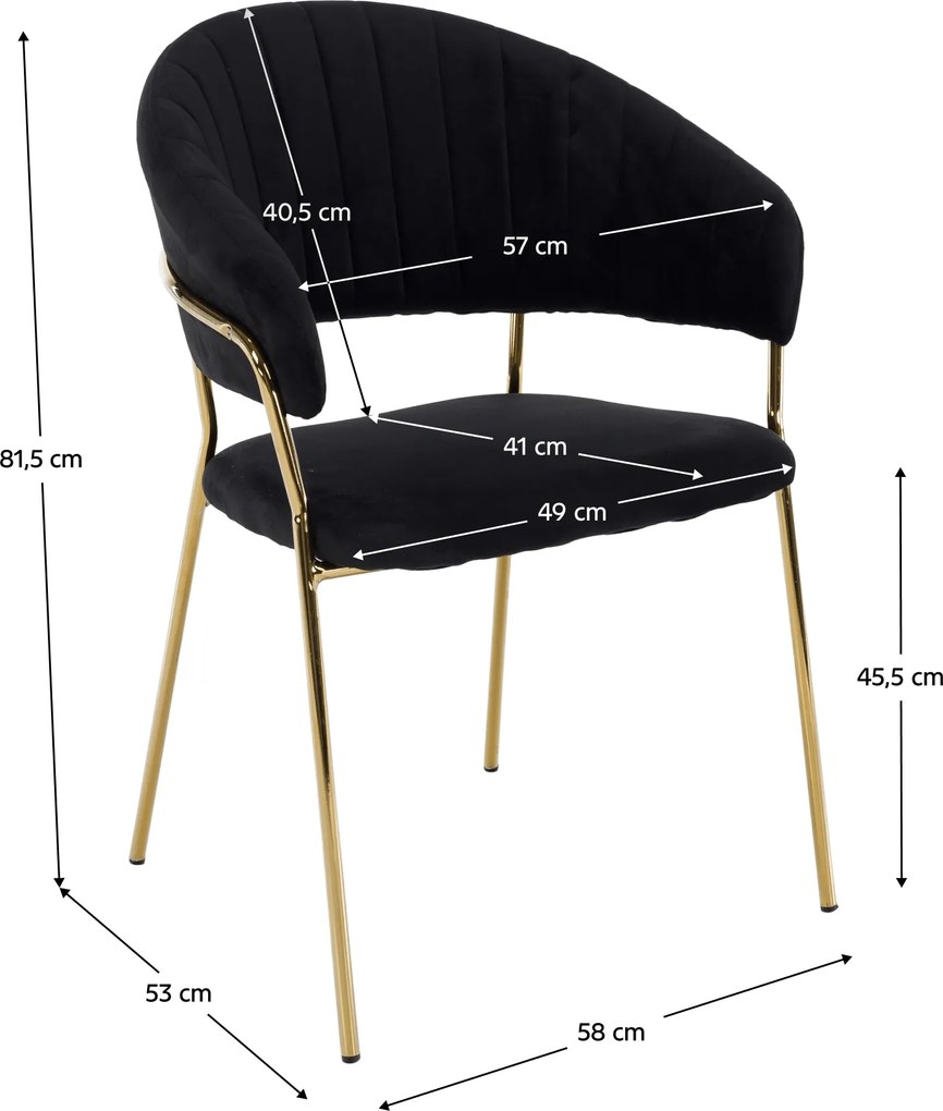 Scaun de sufragerie de design, material Velvet negru/gold crom auriu, DASMIN TIP 1