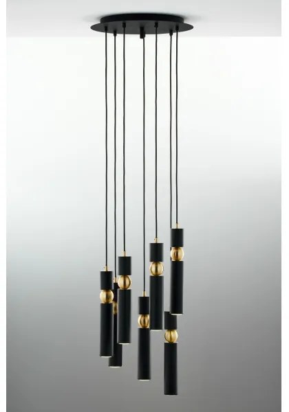 Lustră pe cablu Jupiter 2015 ALAS 7xGU10/10W/230V negru/auriu