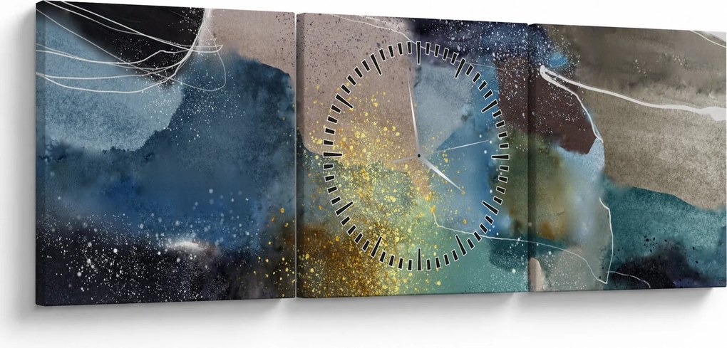 Tablou - Abstract acuarelă (cu ceas) (90x30 cm)