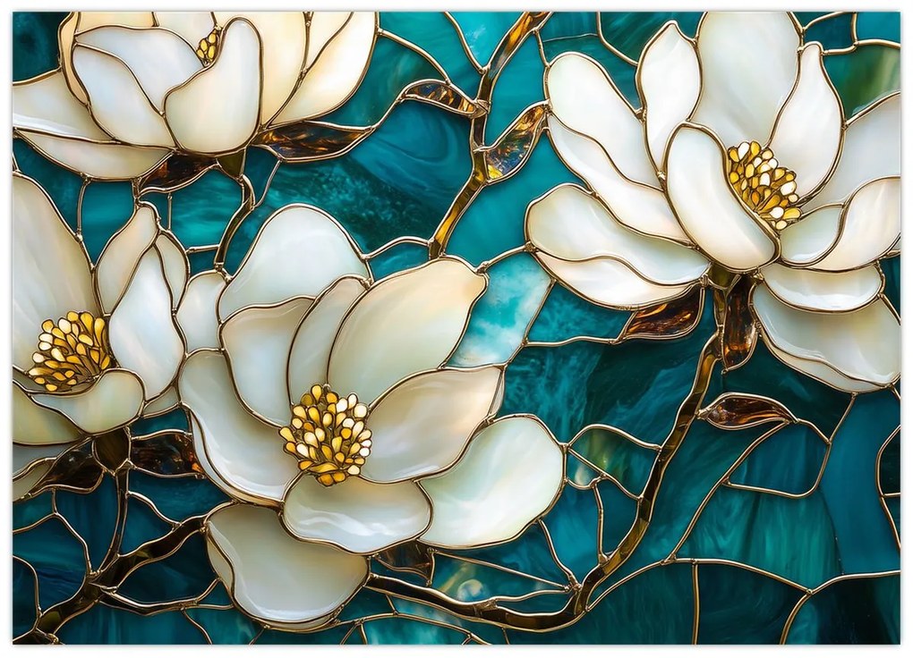 Tablou - Vitraliu cu magnolie (70x50 cm)