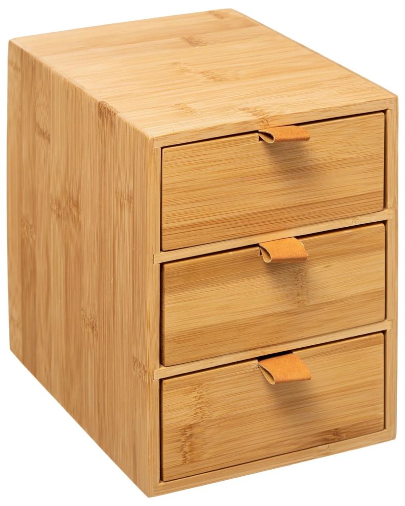 Organizator din bambus pentru cosmetice, 3 sertare