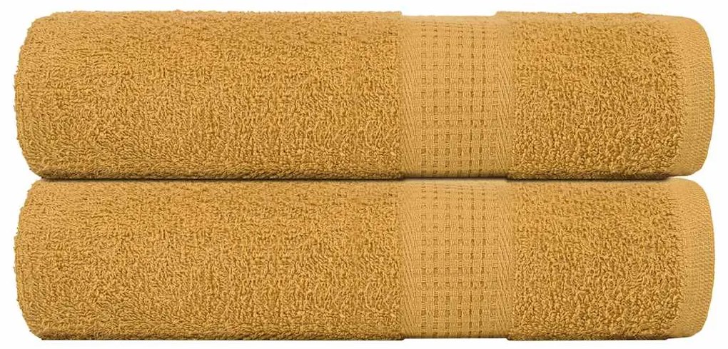 vidaXL Prosoape de duș 2 buc Aur 70x140 cm 360 g/m² 100% bumbac