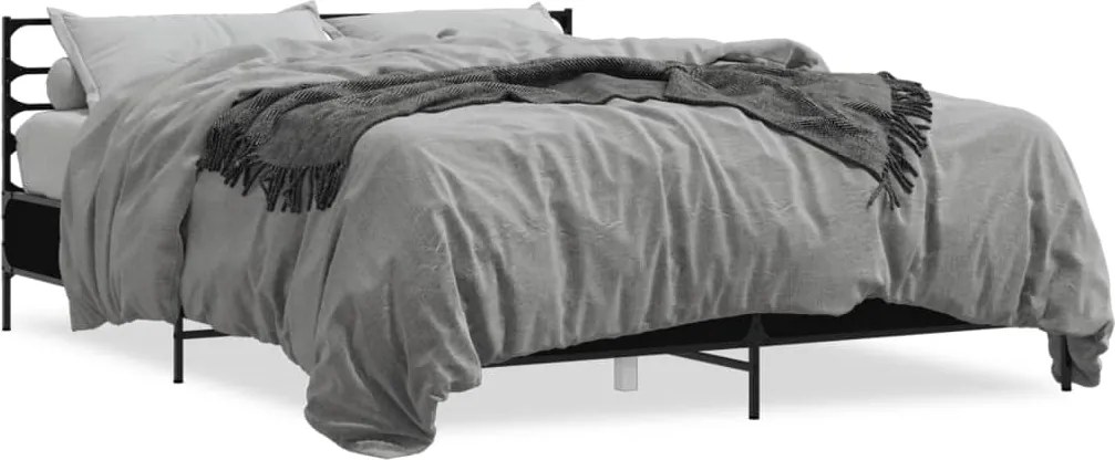 vidaXL Cadru de pat, negru, 160x200 cm, lemn prelucrat și metal