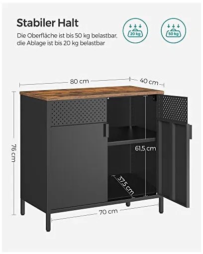 Comoda cu 2 usi, Songmics, 80 x 40 x 76 cm, LSC102B01, Gri