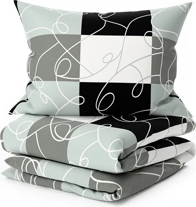 Lenjerie de pat din bumbac SQUARES BLEND gri Dimensiune lenjerie de pat: 70 x 90 cm | 140 x 200 cm