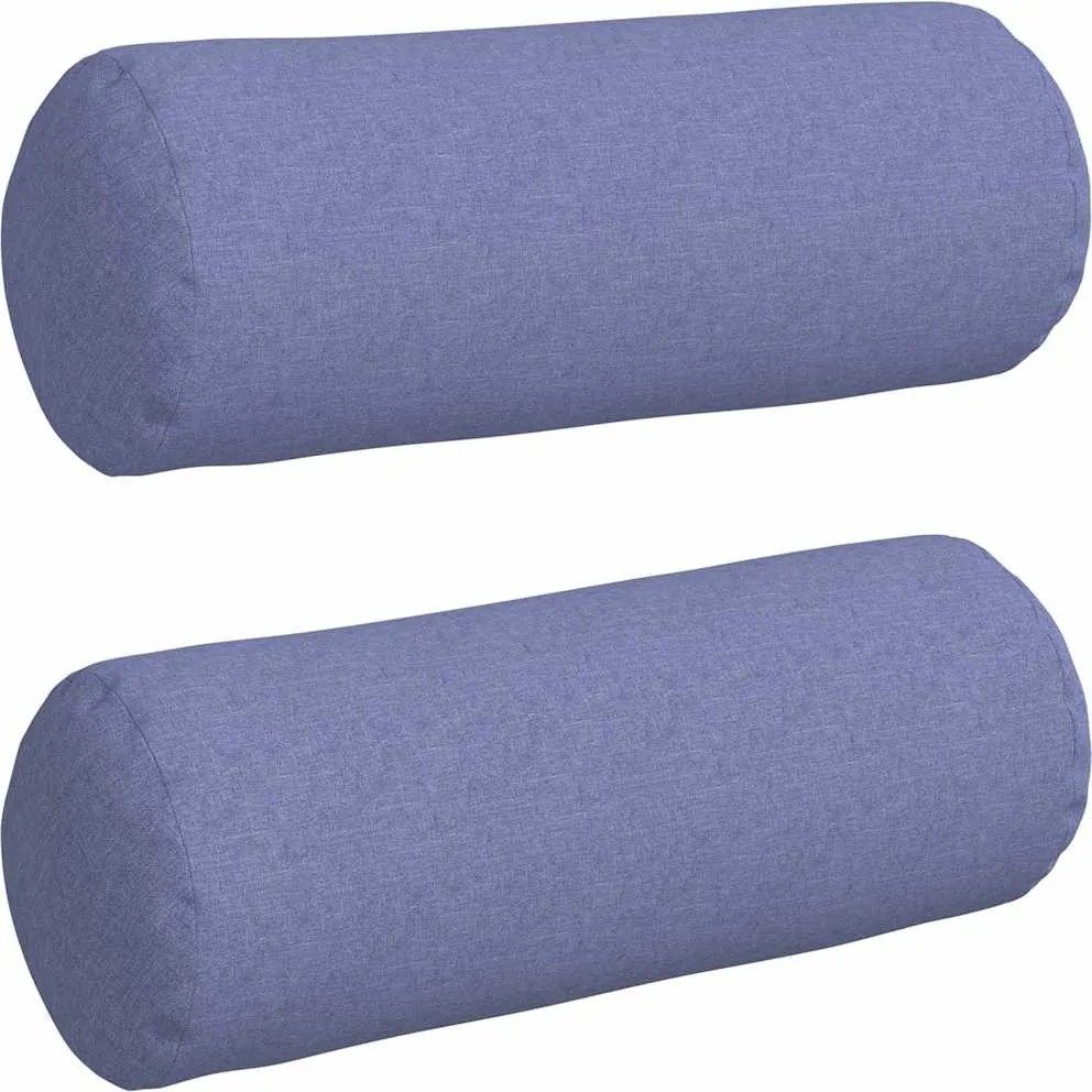 vidaXL Perne Bolster 2 pcs Albastru Jeans Ø 25 x 70 cm țesătură