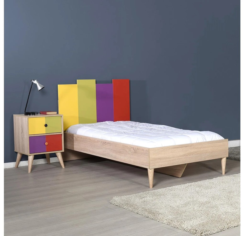 Noptieră Kiran 2 (stejar + multicolor). 1108554