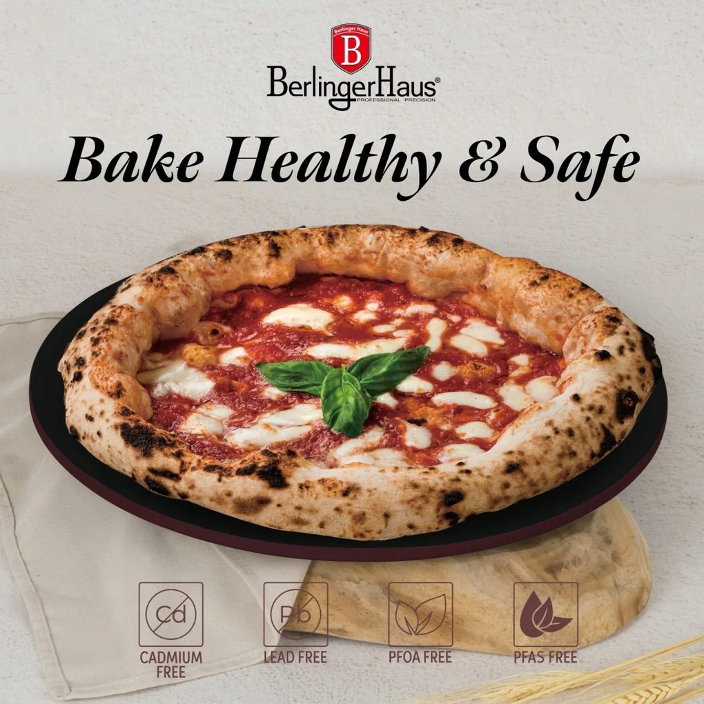 Tava pizza 36 cm Leonardo Berlinger Haus BH 7923, visiniu mat, antiaderenta